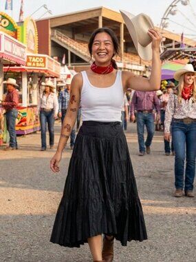 Attitude Pleated Long Skirt